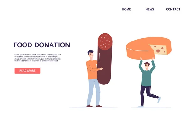 Interface de page Web pour le don alimentaire avec l'illustration vectorielle plate tinyvolunteers. — Image vectorielle