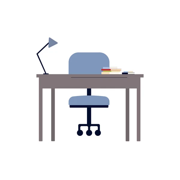 Table d'étude ou bureau avec chaise plat vecteur illustration isolé sur blanc. — Image vectorielle