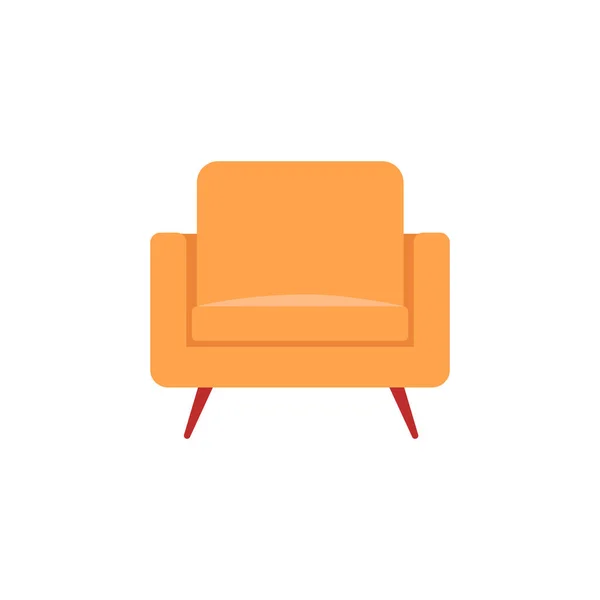 Icon of yellow armchair with wooden legs flat vector illustration isolated. — Stock Vector