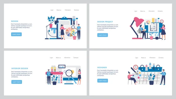 Website banners voor design studio of creatief bureau, platte vector illustratie. — Stockvector