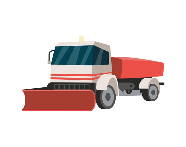 Snowblower o snowplow truck con raschietto, illustrazione vettoriale piatta isolato. — Vettoriale Stock