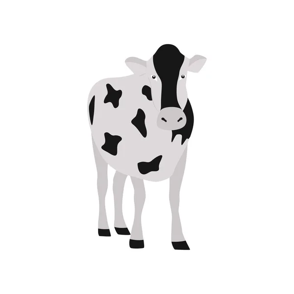 Illustration vectorielle isolée de vaches noires et blanches tachetées à la ferme — Image vectorielle