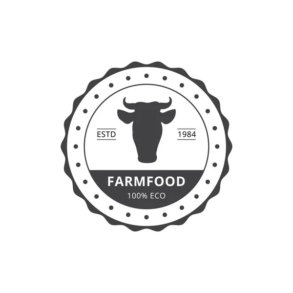 Badge, label or logo for shop fresh organic farm food a vector illustration — Stock Vector