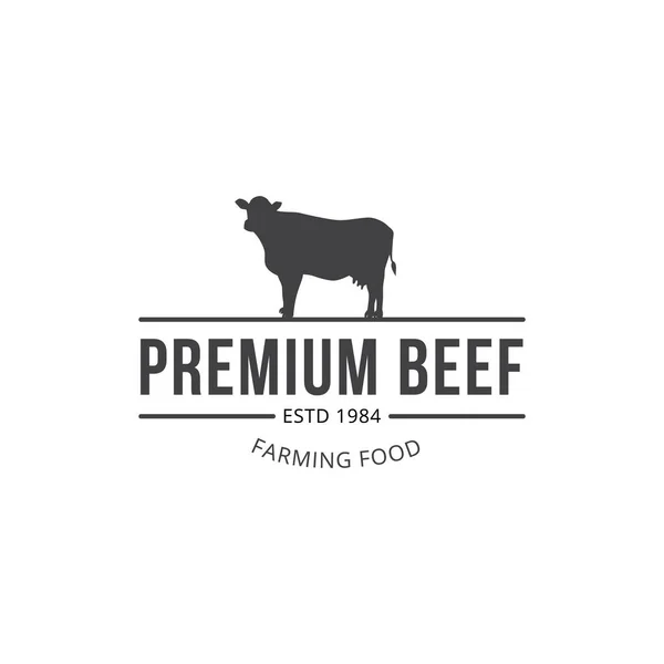 Vector isolated logo of premium beef or finest quality farming food — Stock Vector