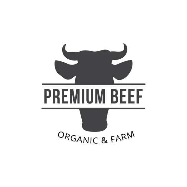 Logo for finest quality farming premium beef a vector illustration — Stock Vector