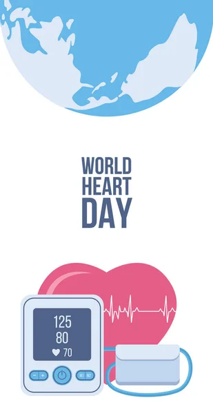 Banner del día mundial de la salud del corazón o plantilla de póster ilustración vector plano. — Archivo Imágenes Vectoriales