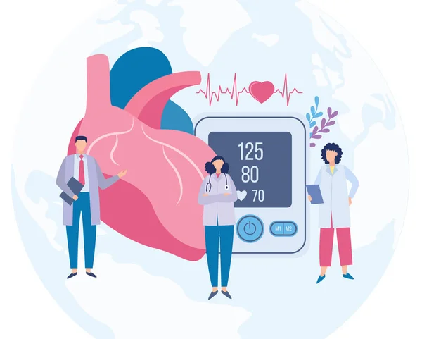 Ilustración plana vectorial con concepto de Día Mundial del Corazón — Vector de stock