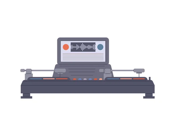 Consola dj profesional con monitor digital ilustración vectorial plana aislada. — Archivo Imágenes Vectoriales
