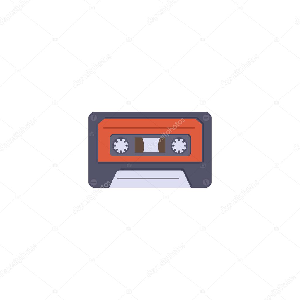 Audio musical retro cassette tape for stereo recorder a vector illustration