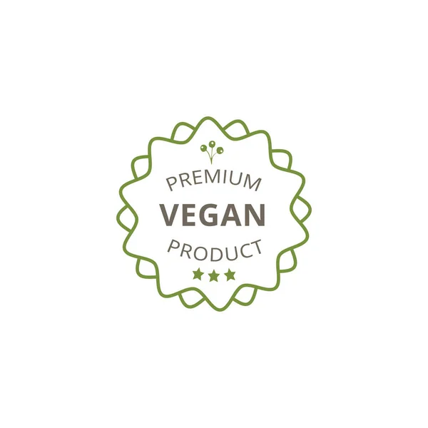 Etiqueta de la muestra o emblema gráfico de producto vegano ilustración vectorial plana aislado. — Vector de stock