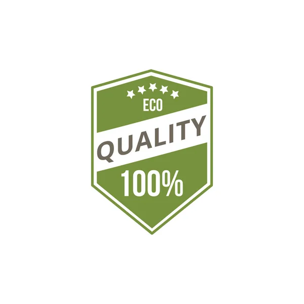 Groene eco kwaliteitsbadge, biologisch voedsellabel voor milieuvriendelijk product — Stockvector