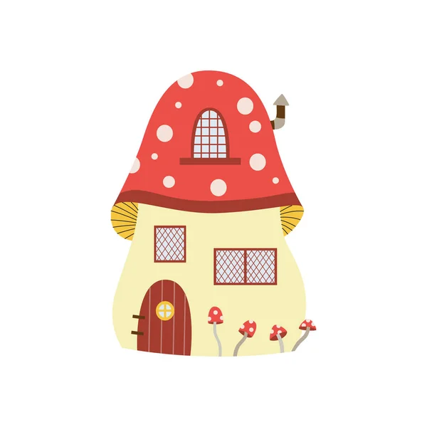 Opowieść dom w formie grzyb dla gnoma, karzeł lub elf wektor ilustracja kreskówki — Wektor stockowy