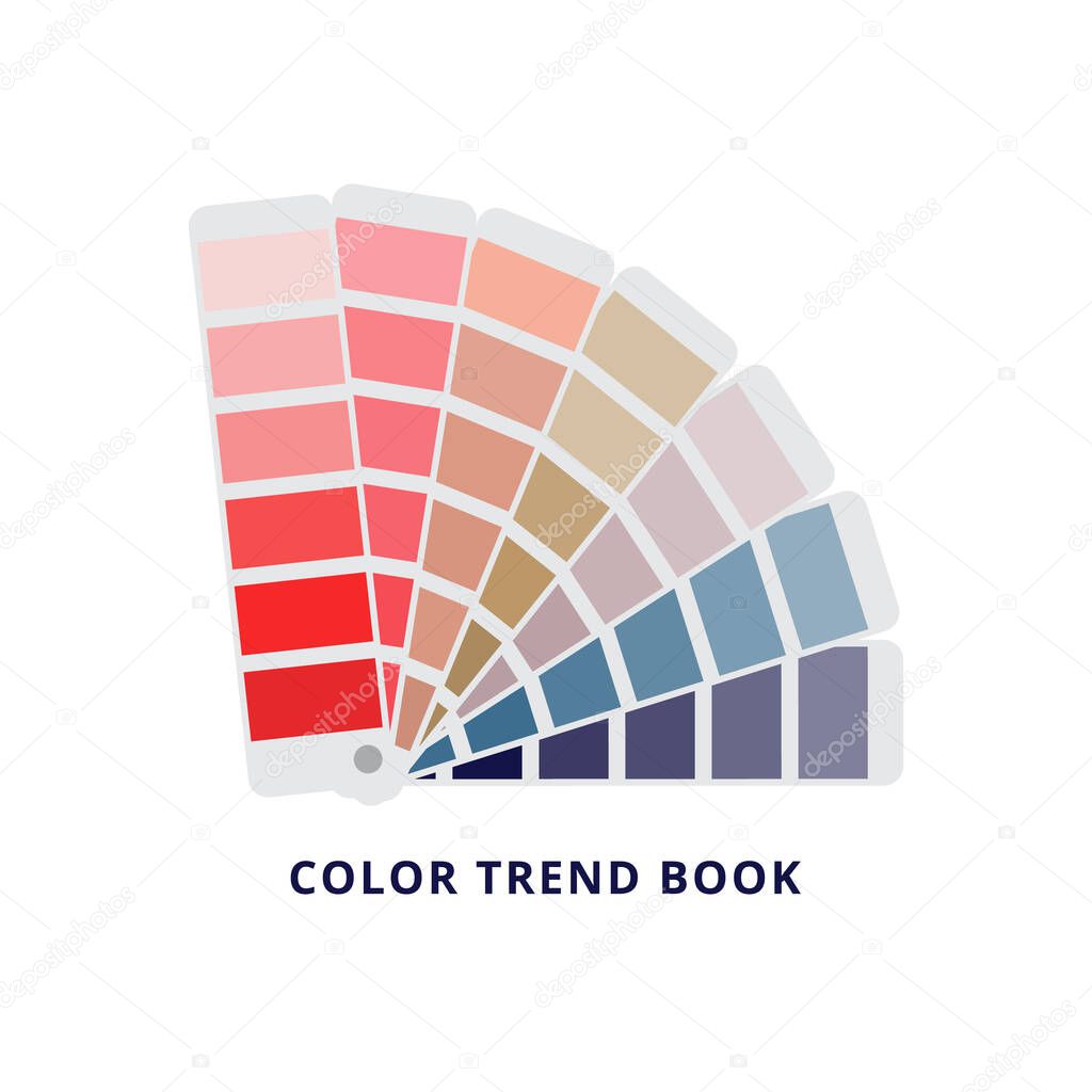 Color trend book - fanned palette guide isolated on white background.