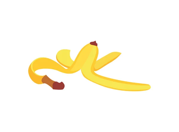 Icône vectorielle isolée d'une seule écorce de banane jaune. — Image vectorielle