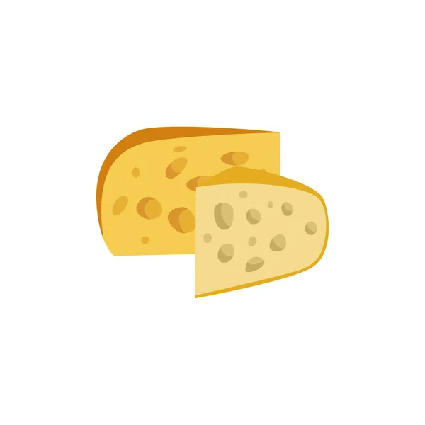 Gelber poröser Schnitt des Käsekopfes, flache Vektor-Illustration isoliert auf Weiß. — Stockvektor
