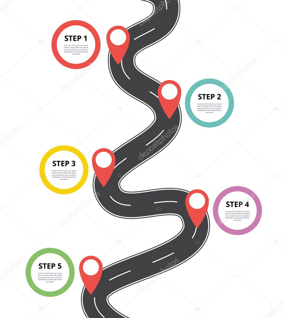 Road highway track with marks of steps numeration vector illustration isolated.
