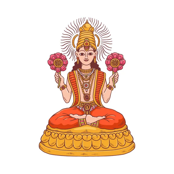 Surya de Indiase god van de zon voor Pongal festival vector illustratie geïsoleerd. — Stockvector