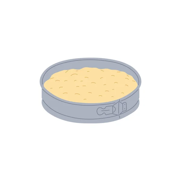 Cake batter mixture in baking pan - cartoon isolated drawing — Stock Vector