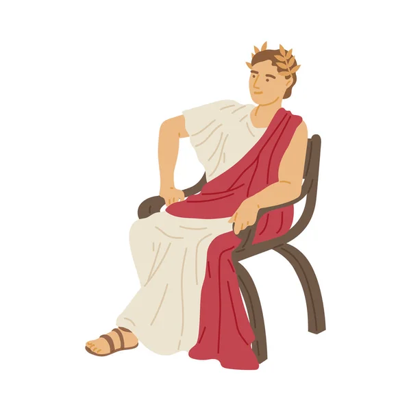 Antique empereur de l'ancien patricien romain illustration vectorielle plat isolé. — Image vectorielle
