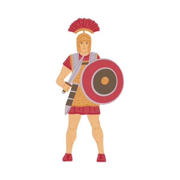 Soldado armado del imperio romano en ropa tradicional una ilustración vectorial — Vector de stock