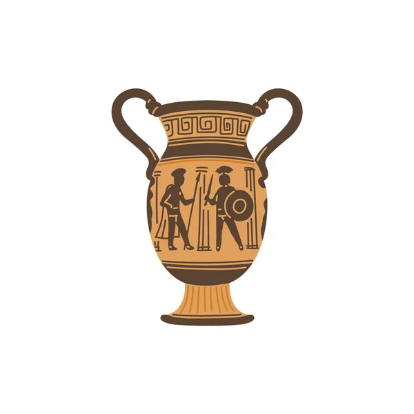 Római ókori amfora vagy piros ábrás váza lapos vektor illusztráció elszigetelt. — Stock Vector