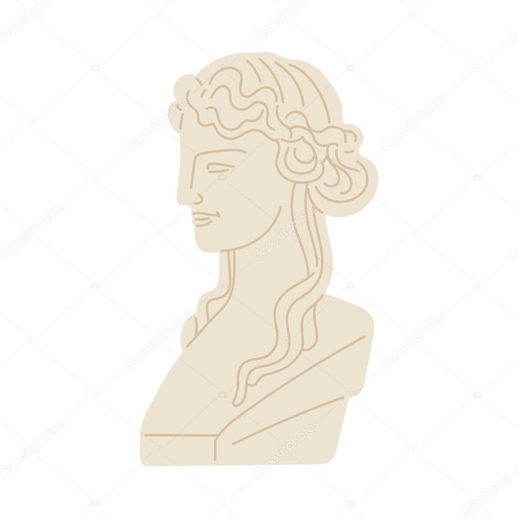 Ancient roman or greek bust of beautiful young woman a vector illustration