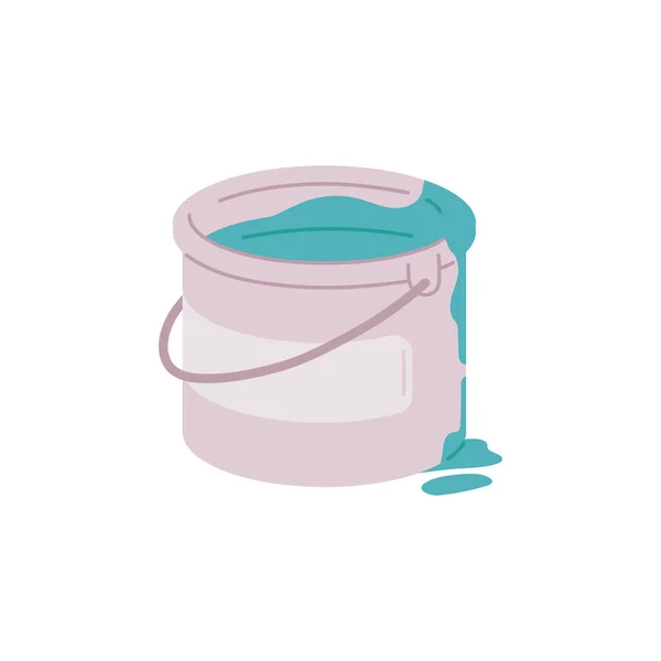 Izolovaný kbelík s tekutou teal blue barvou kapající ven — Stockový vektor