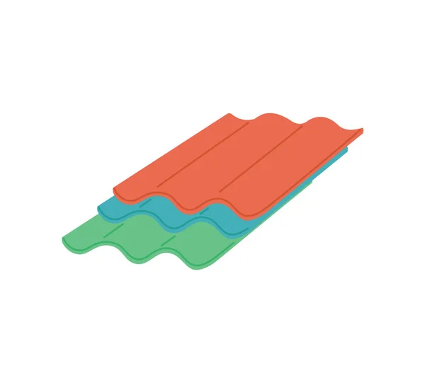 Amianto o tetto di metallo ondulato profilato foglio piatto illustrazione vettoriale isolato. — Vettoriale Stock