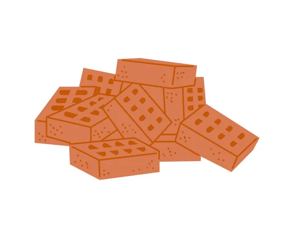 Pilha de tijolos vermelhos, material de construção um vetor ilustração isolada — Vetor de Stock