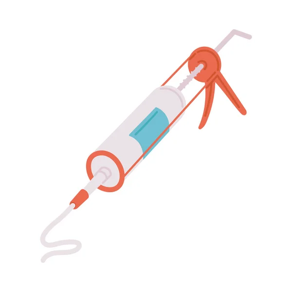 Pu caulking gun of sealant gun cartoon icon platte vector illustratie geïsoleerd. — Stockvector