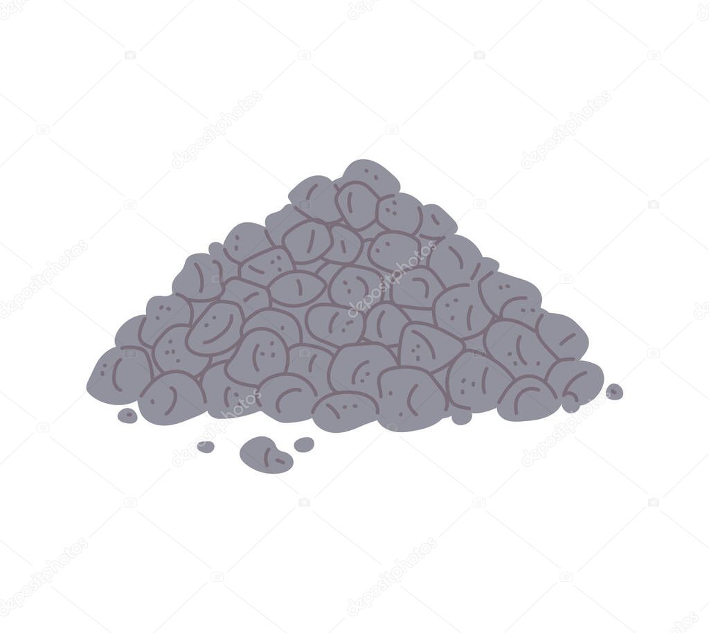 Grey rock pile isolated on white background - cartoon pebble stones