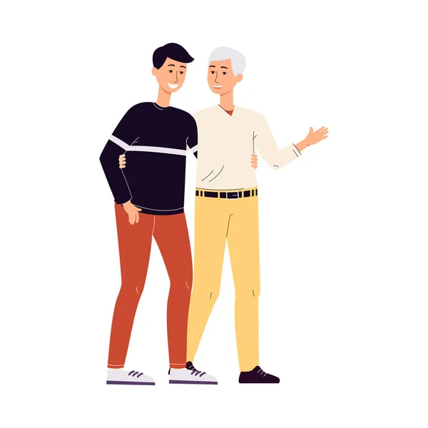 Lgbt couple, men in a homosexual relationships a flat vector illustration — Stock Vector