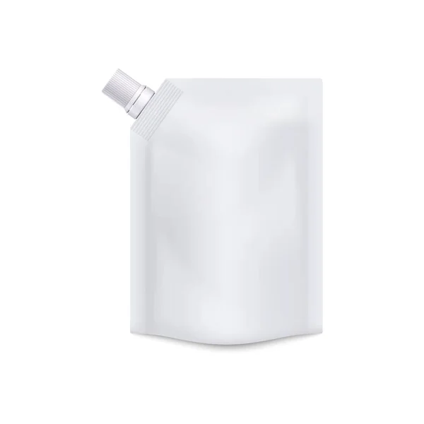 Blanco witte doypack met schroefdop realistische vector illustratie geïsoleerd. — Stockvector