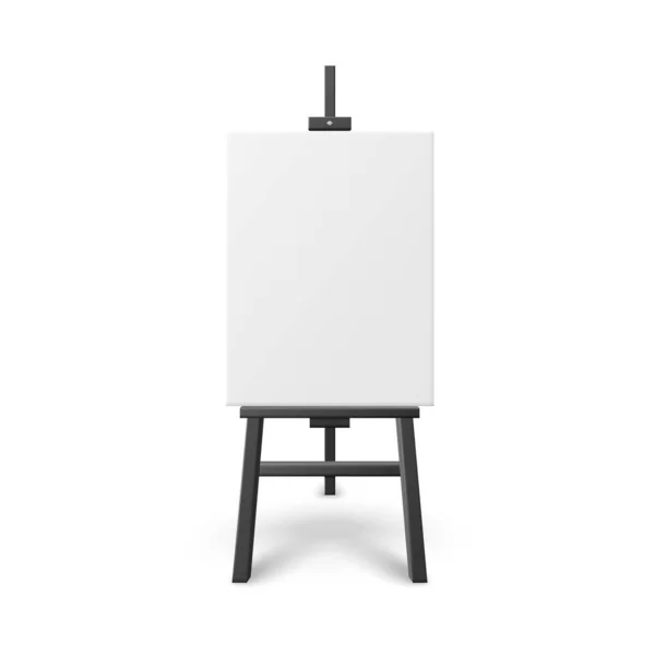 Bordo di legno cavalletto per la pittura arte con tela bianca vuota. — Vettoriale Stock