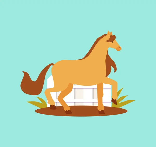 Pony caballo de raza completa está pastando en paddock un vector aislado ilustración — Vector de stock