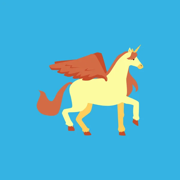 एक परी कथा यूनिकॉर्न, शानदार पोनी या पंख वाले घोड़े पेगासस वेक्टर चित्रण — स्टॉक वेक्टर