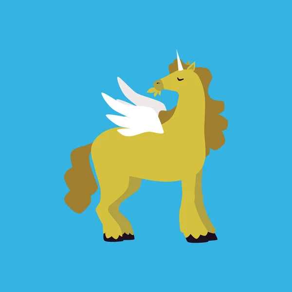 Sebuah kuda dongeng dengan tanduk dan sayap putih gambar vektor. - Stok Vektor
