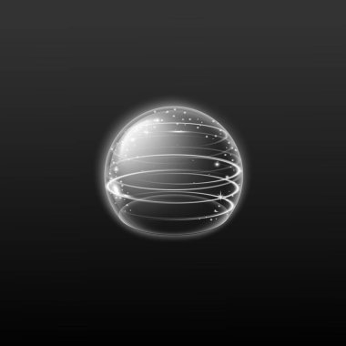 Bubble shield or energy field sphere, realistic vector illustration isolated. clipart