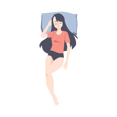 Sleeping in position on back beautiful girl with long hair a vector illustration vector Sleeping in position on back beautiful girl with long hair a vector illustration vector