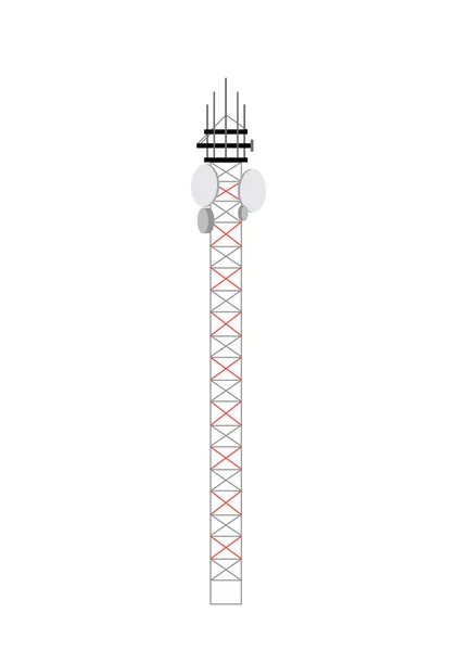 Küresel bağlantı için telekomünikasyon kulesi, düz vektör çizimi izole edildi. — Stok Vektör