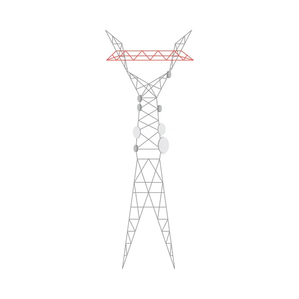 Telecomunicaciones o conexión móvil torre plana vector ilustración aislado. — Vector de stock