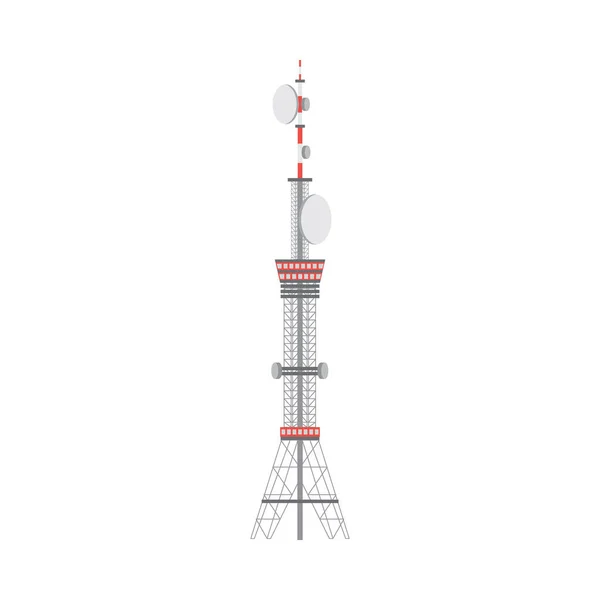Κατασκευή τηλεπικοινωνιακού πύργου, επίπεδη διανυσματική απεικόνιση απομονωμένη. — Διανυσματικό Αρχείο