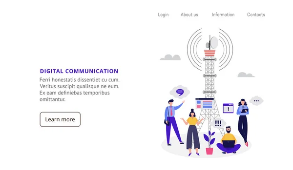 Torre di antenna di telecomunicazione che fornisce connessione wireless per le persone. — Vettoriale Stock