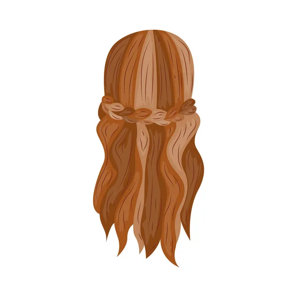 Trenza de pelo con rizos, peinado de moda en estilo romántico para mujer joven, niña — Vector de stock