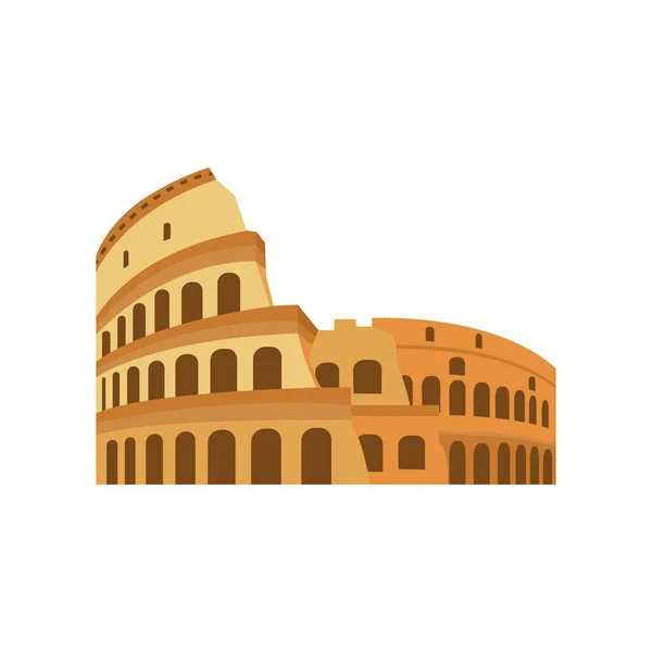 Romeinse Colosseum ruïnes toeristische oriëntatiepunt, platte vector illustratie geïsoleerd. — Stockvector