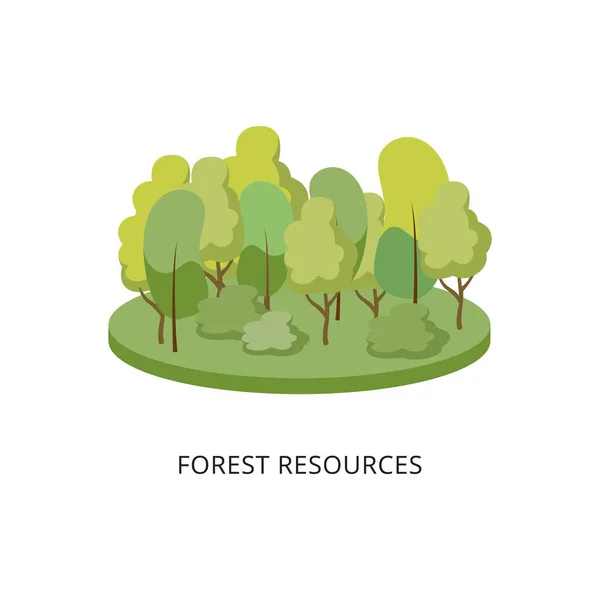 Forest natural resources in circle diagram, flat vector illustration isolated. — Stock Vector