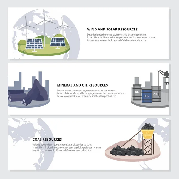 Natural earth resources a vector flat illustrations for eco design. — Stock Vector