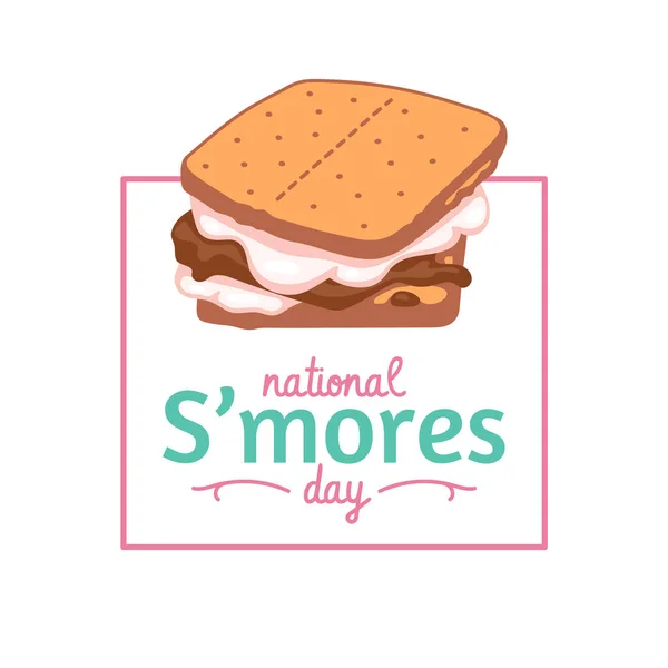Εθνικό λάβαρο ημέρας Smores ή πρότυπο αφίσα, εικονογράφηση φορέα κινουμένων σχεδίων. — Διανυσματικό Αρχείο