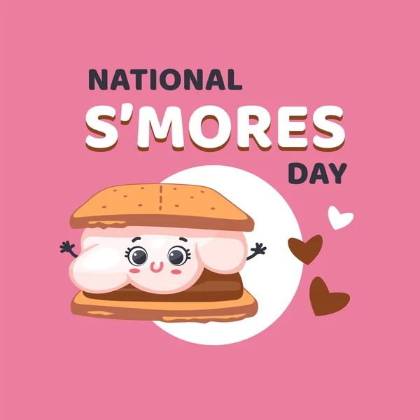 Εθνική Smores αφίσα ημέρα ή το σχεδιασμό πανό, εικονογράφηση φορέα κινουμένων σχεδίων. — Διανυσματικό Αρχείο