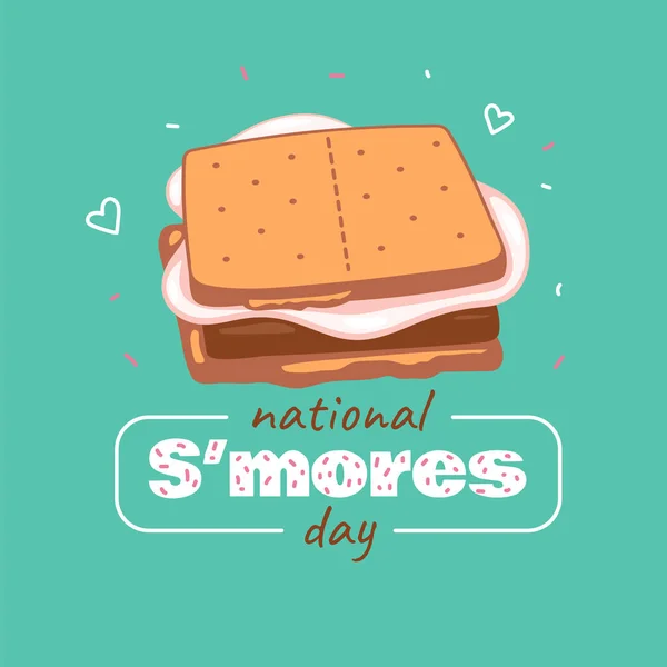 Smores banner ημέρα o με τα παιδιά Smores επιδόρπιο εικονογράφηση φορέα κινουμένων σχεδίων. — Διανυσματικό Αρχείο